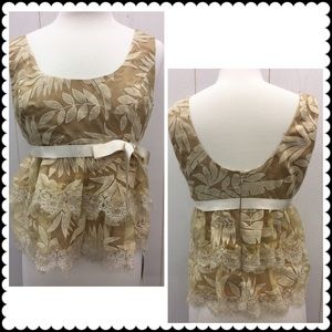 ANNA SUI Lace Peplum Tank Top Sz 10 NEW